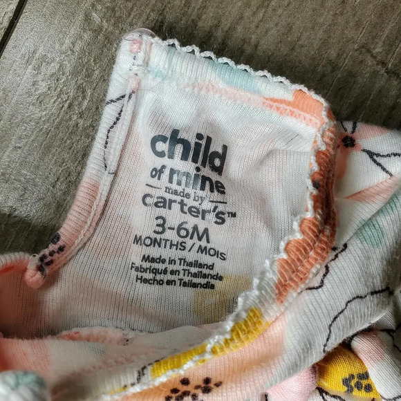 Carter's Child of Mine Coral & Pink Floral 2 in 1 Dress Size 3-6 Months - Picture 3 of 10